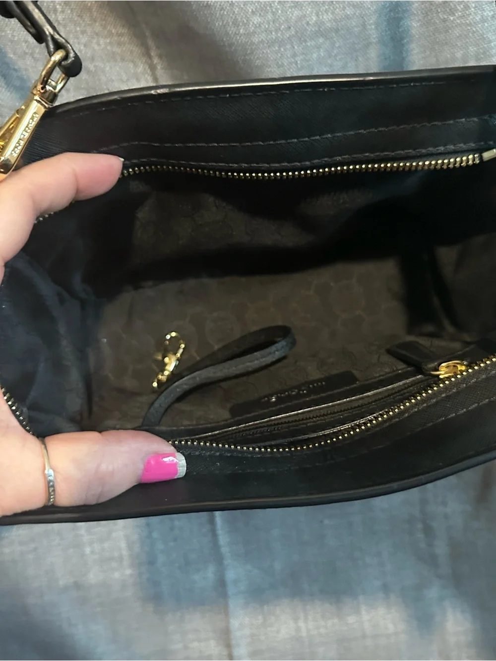 Michael Kors Black Saffiano Leather Crossbody with Gold Hardware